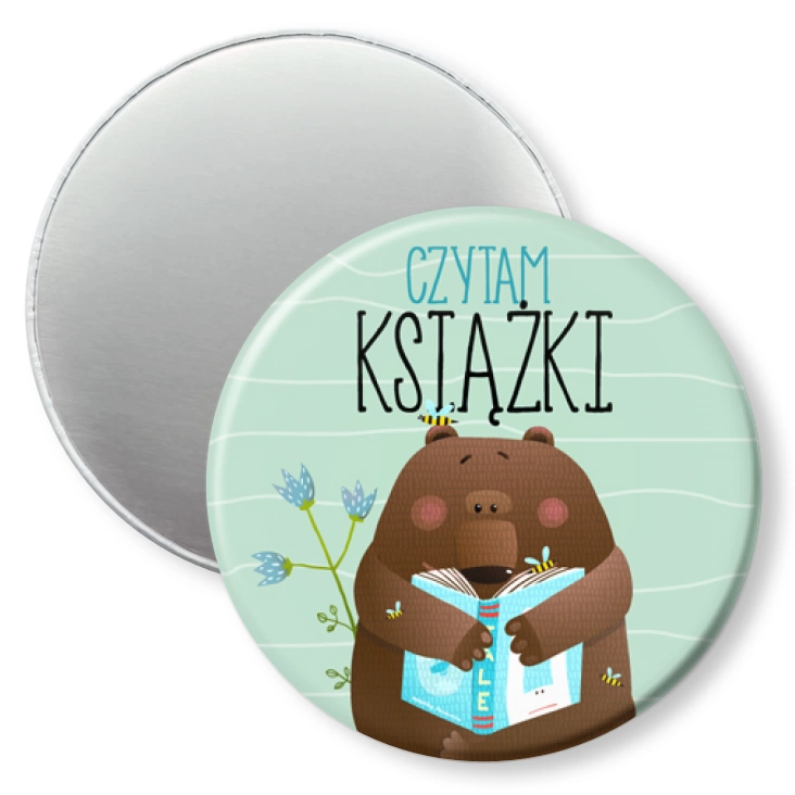 przypinka magnes Czytam książki niedźwiadek