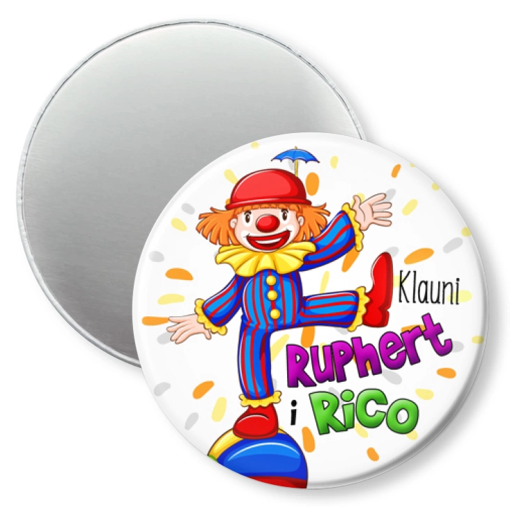 przypinka magnes Ruphert i Rico Klauni