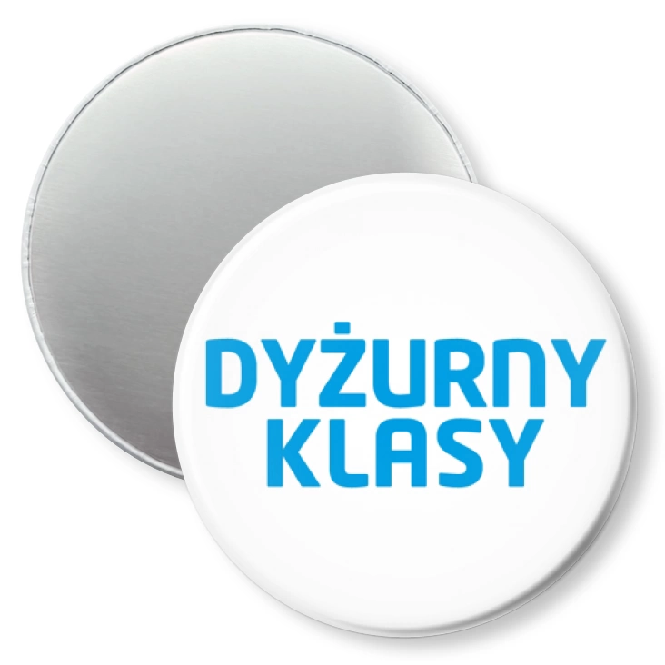 przypinka magnes Dyżurny klasy niebieski napis