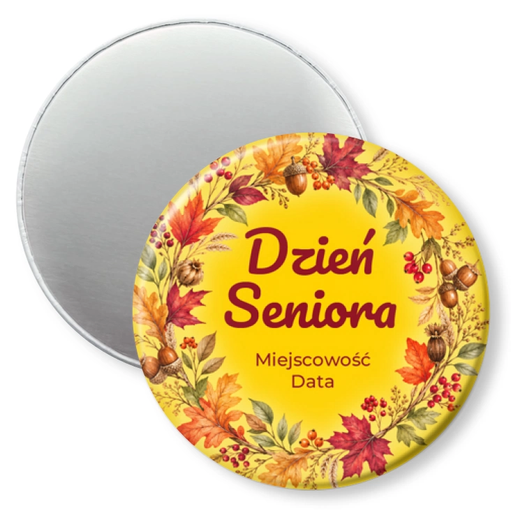 przypinka magnes Dzień Seniora jesienny wieniec