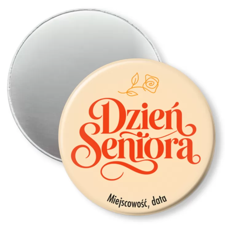 przypinka magnes Dzień Seniora ozdobny napis
