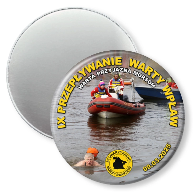 przypinka magnes IX Przepływanie Warty Wpław