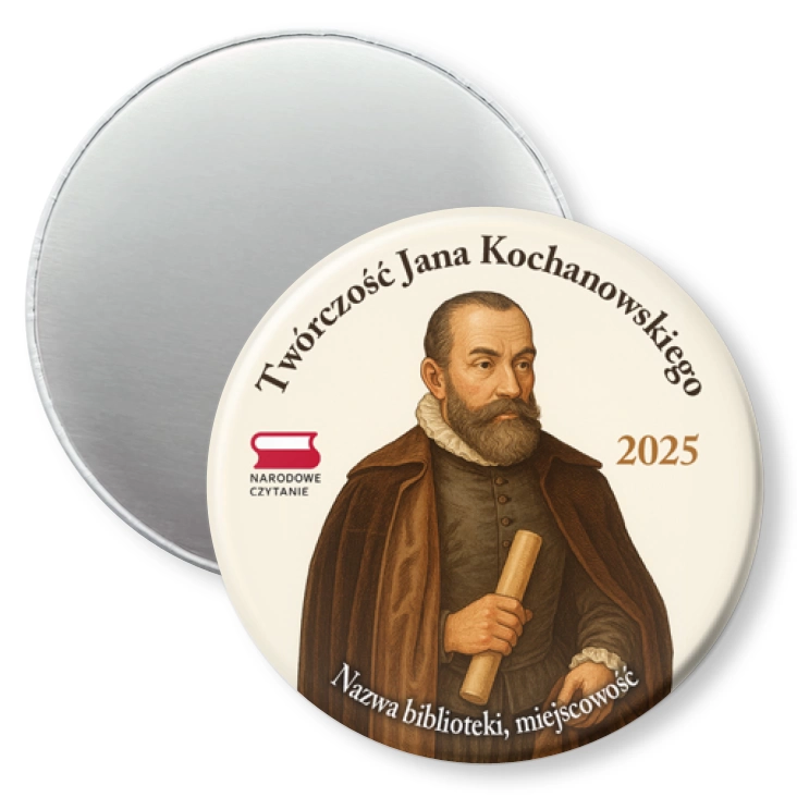 przypinka magnes Jan Kochanowski i jego twórczość Narodowe Czytanie 2025