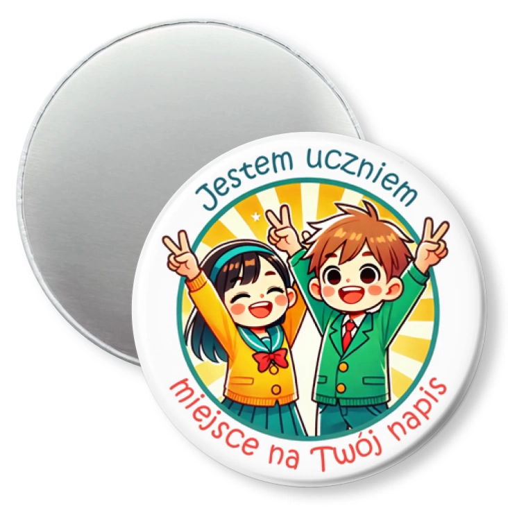 przypinka magnes Jestem uczniem dziewczynka i chłopiec