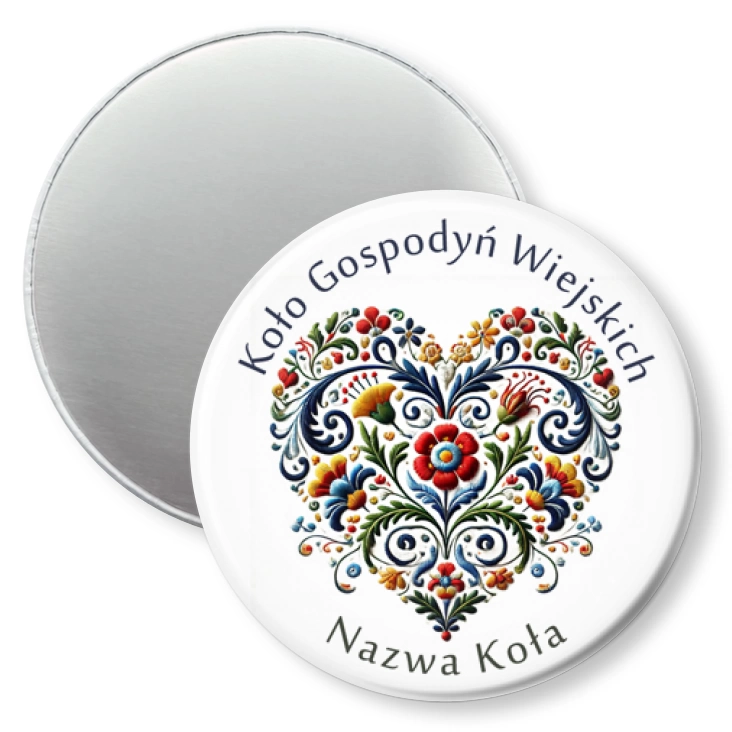 przypinka magnes Koło Gospodyń Wiejskich haftowane serce