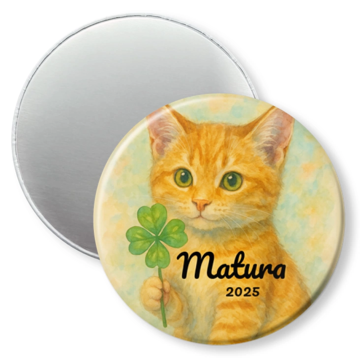 przypinka magnes Matura z z rudym kotem