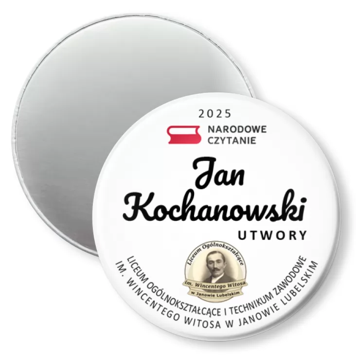 przypinka magnes Narodowe Czytanie 2025 LO w Janowie Lubelskim