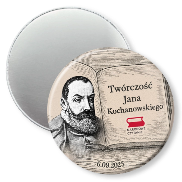przypinka magnes Narodowe Czytanie Twórczość Jana Kochanowskiego