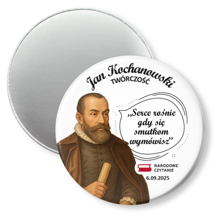 przypinka magnes Narodowe Czytanie z cytatem Jana Kochanowskiego