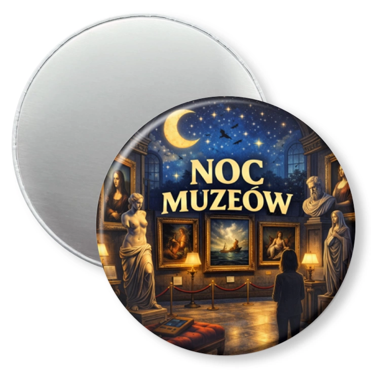 przypinka magnes Noc Muzeów - rzeźba i malarstwo