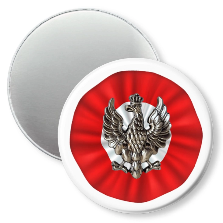 przypinka magnes Orzełek historyczny biało-czerwona kokarda