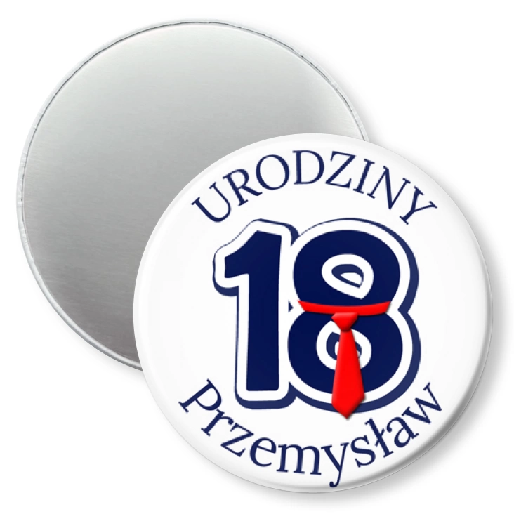 przypinka magnes Osiemnaste urodziny pod krawatem