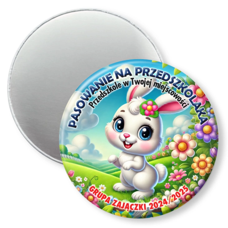 przypinka magnes Pasowanie na przedszkolaka grupa Zajączki