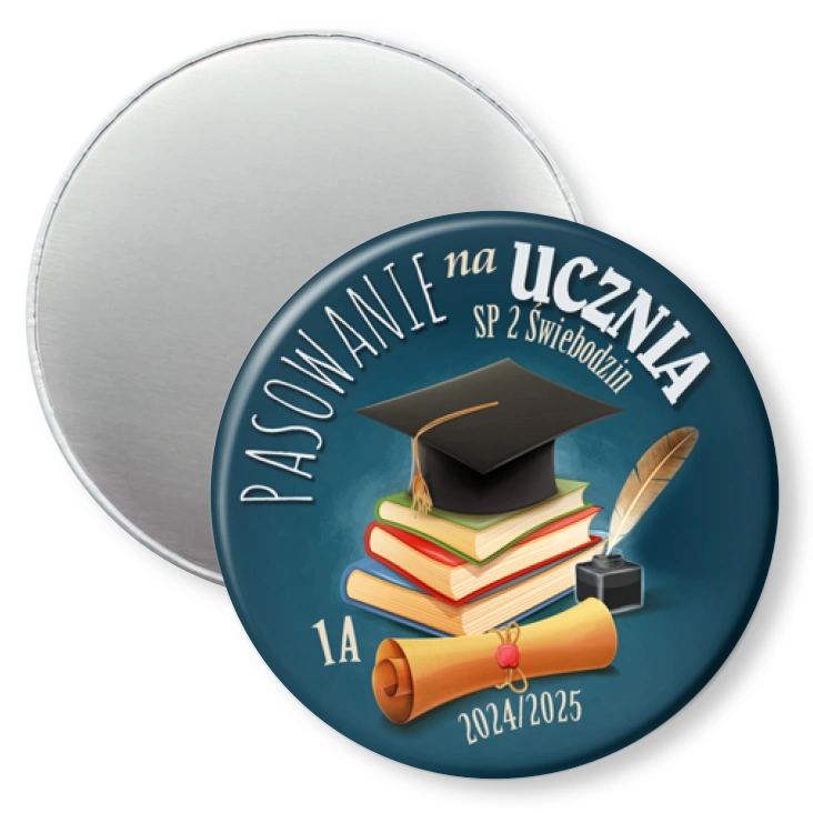 przypinka magnes Pasowanie na Ucznia SP 2 Świebodzin