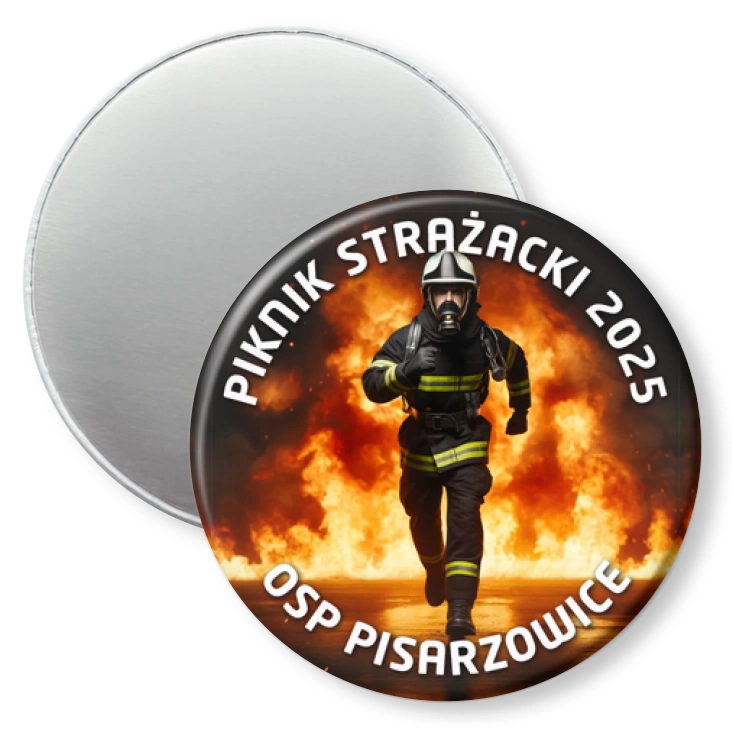 przypinka magnes Piknik Strażacki 2025 OSP Pisarzowice