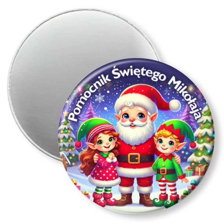 przypinka magnes Pomocnik św. Mikołaja Dwójka elfów