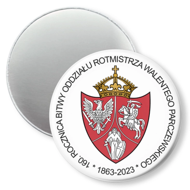 przypinka magnes 160. Rocznica bitwy Oddziału Rotmistrza Walentego Parczewskiego
