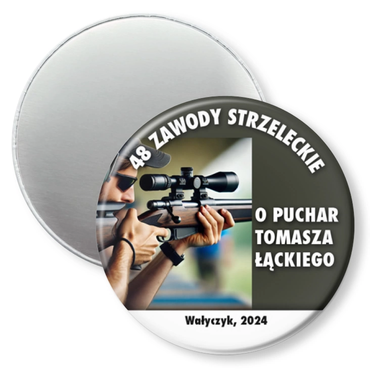 przypinka magnes 48 zawody strzeleckie o Puchar Tomasza Łąckiego