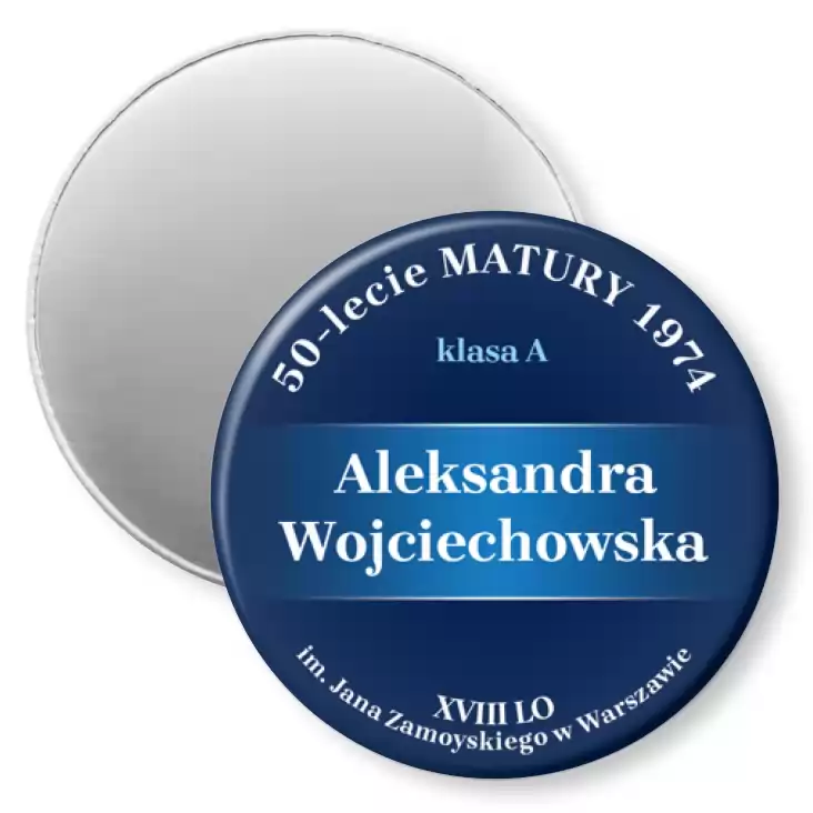 przypinka magnes 50-lecie Matury XVIII LO w Warszawie
