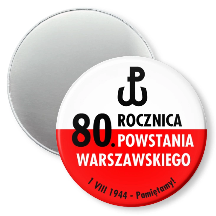przypinka magnes 80. rocznica Powstania Warszawskiego