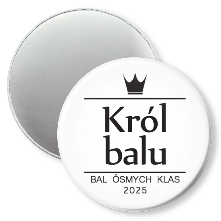 przypinka magnes Bal Ósmych Klas Król balu z koroną