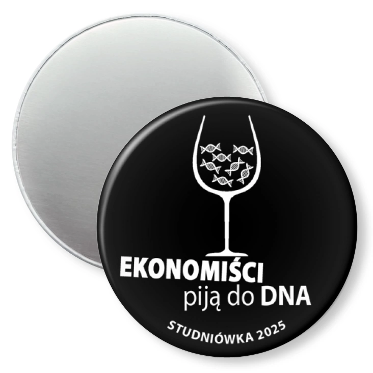 przypinka magnes Studniówka czarna ekonomiści piją do dna