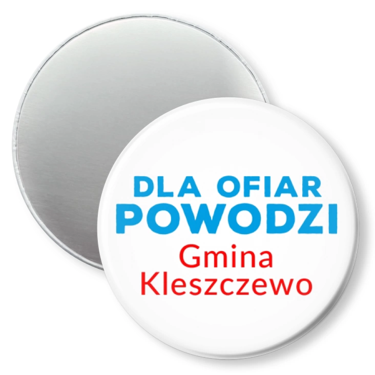 przypinka magnes Dla ofiar powodzi gmina Kleszczewo