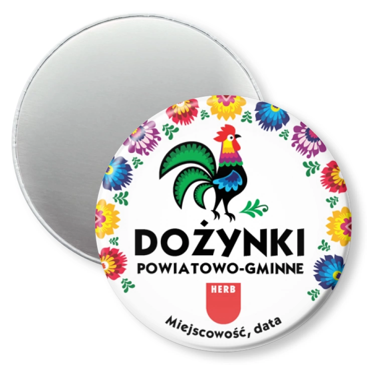 przypinka magnes Dożynki powiatowo-gminne z kogutem