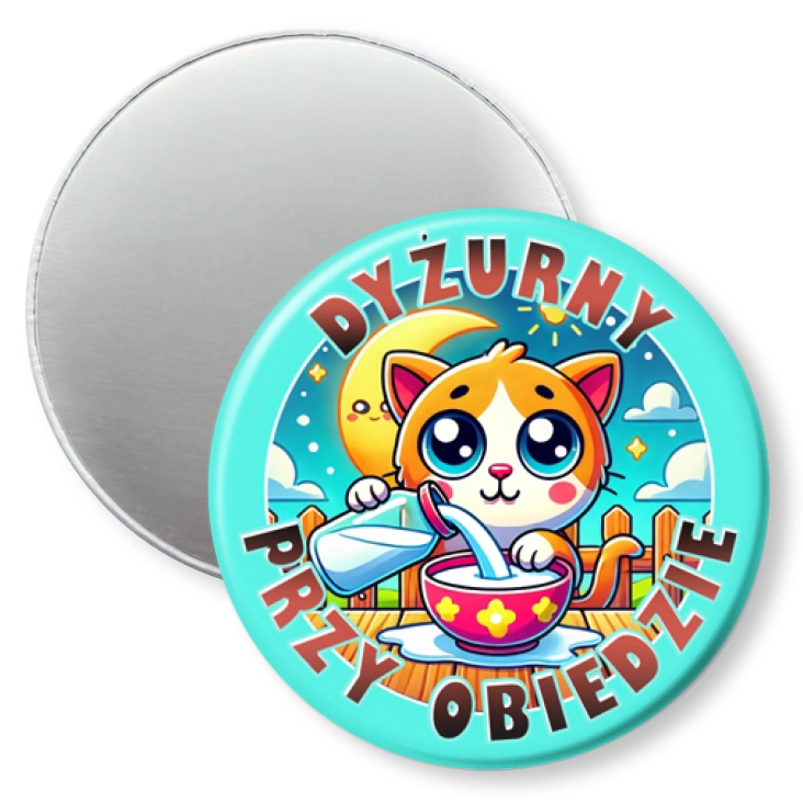 przypinka magnes Dyżurny przy obiedzie kotek