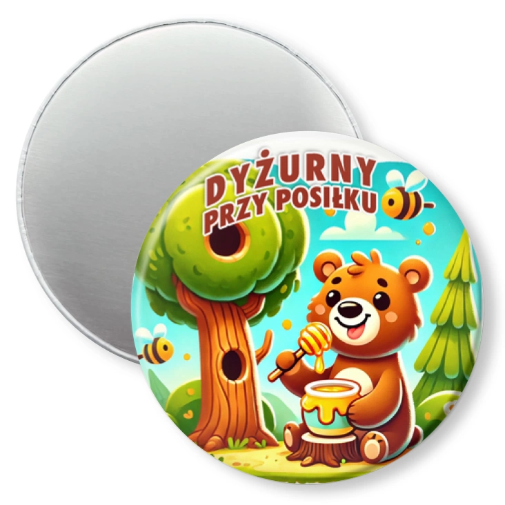 przypinka magnes Dyżurny przy posiłku miś