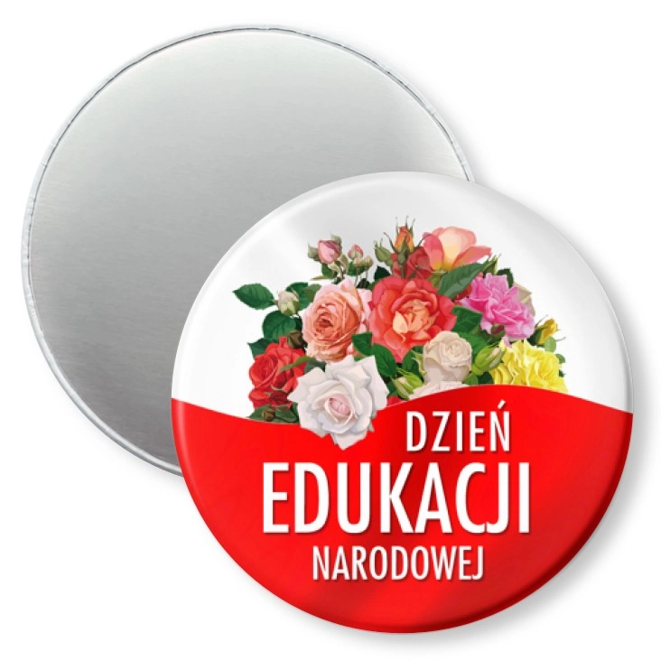 przypinka magnes Dzień Edukacji Narodowej z bukietem róż