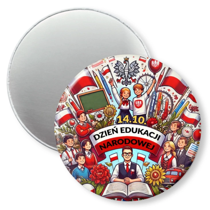 przypinka magnes Dzień Edukacji Narodowej w biało-czerwonych barwach