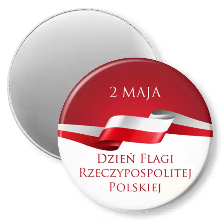 przypinka magnes Dzień Flagi Rzeczypospolitej Polskiej z zawijasem