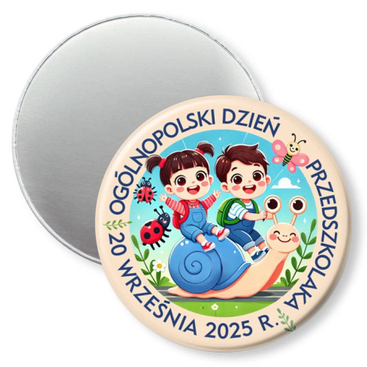 przypinka magnes Dzień Przedszkolaka ze ślimakiem