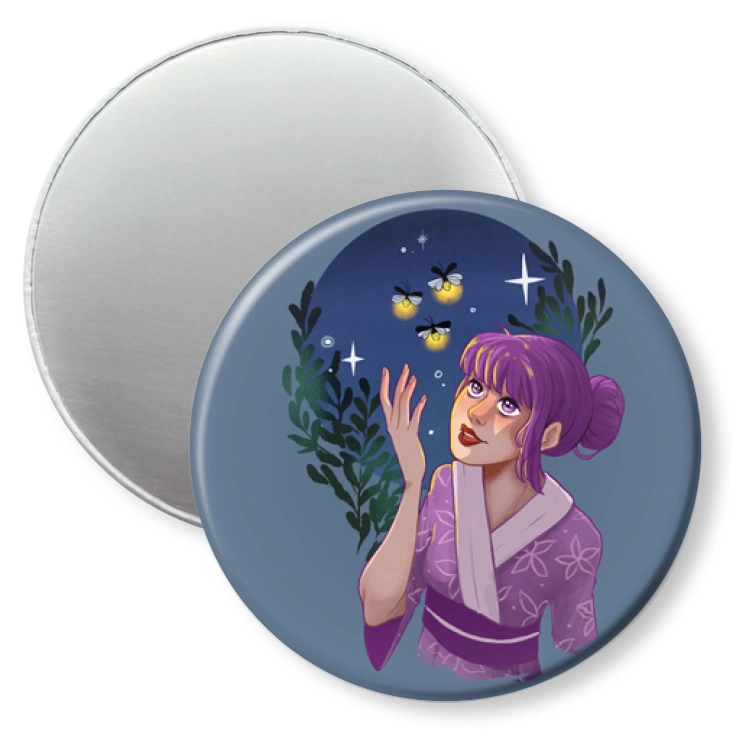 przypinka magnes Dziewczyna w kimono i pszczoły