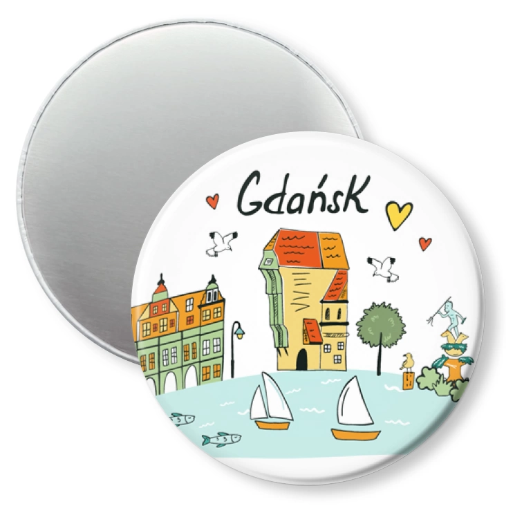 przypinka magnes Gdańsk rysunkowy