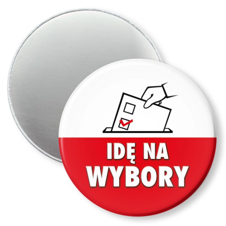 przypinka magnes Idę na wybory Urna na głosy