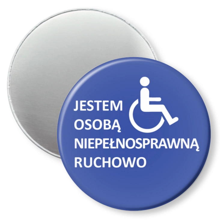 przypinka magnes Jestem osobą niepełnosprawną ruchowo