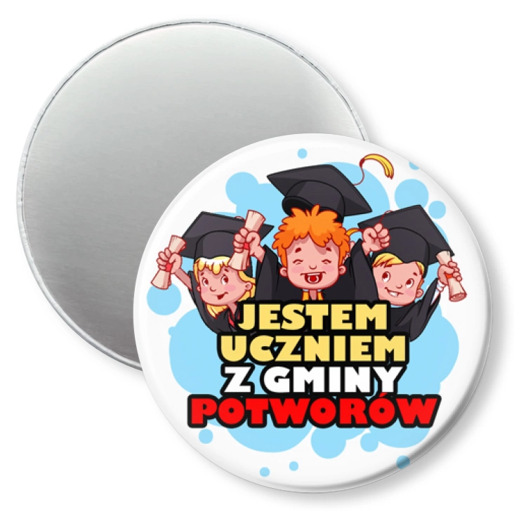 przypinka magnes Jestem uczniem z gminy Potworów