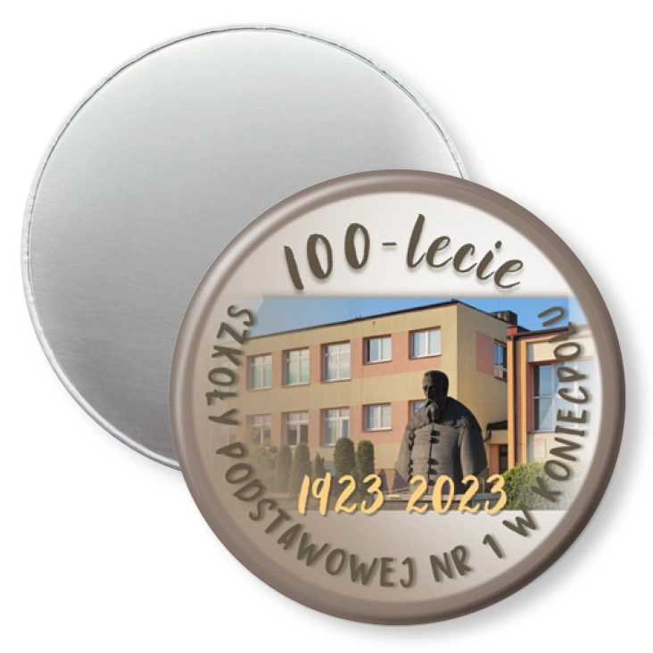 przypinka magnes Jubileusz 100-lecia Szkoły Podstawowej nr 1 w Koniecpolu