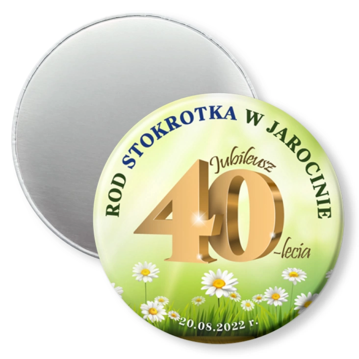 przypinka magnes Jubileusz 40-lecia ROD Stokrotka w Jarocinie