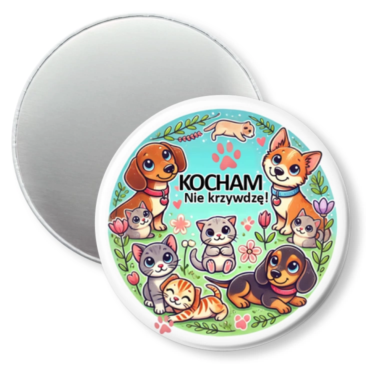 przypinka magnes Kocham. Nie krzywdzę