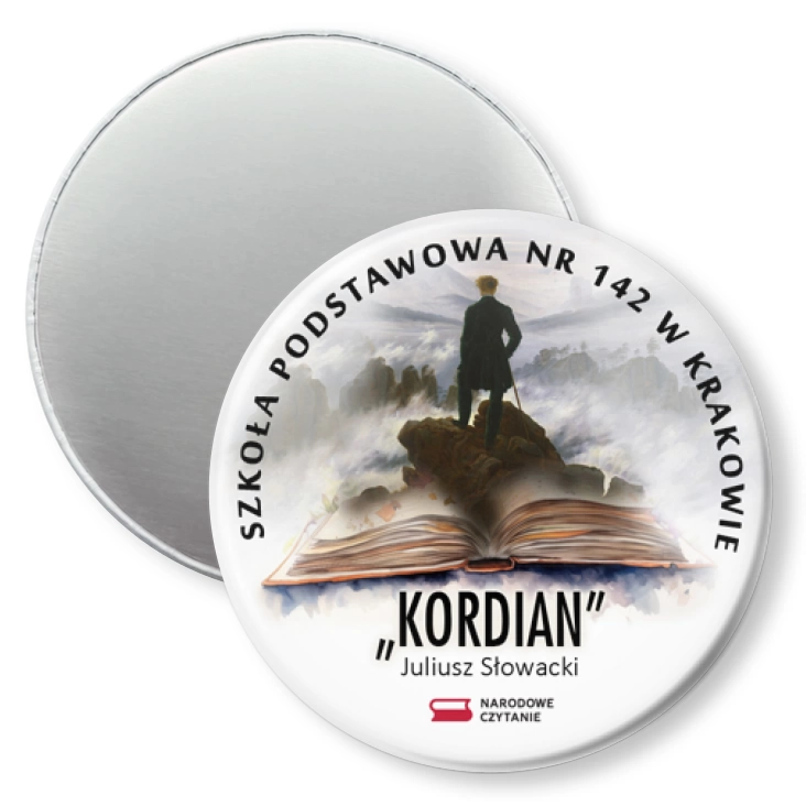 przypinka magnes Kordian 2024 Narodowe Czytanie SP 142 w Krakowie
