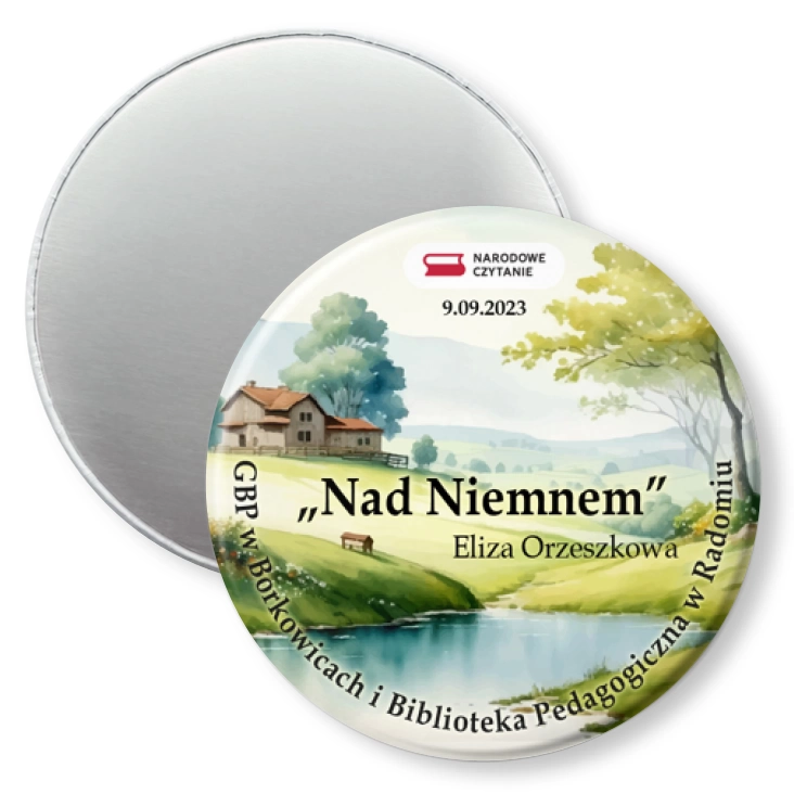 przypinka magnes Nad Niemnem Narodowe Czytanie Biblioteka Borkowice
