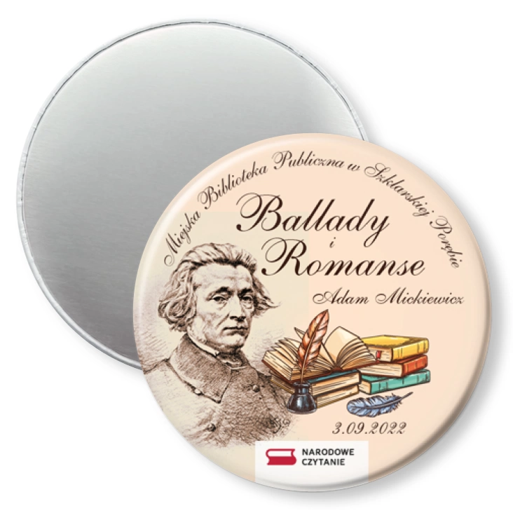 przypinka magnes Narodowe Czytanie Biblioteka Szklarska Poręba