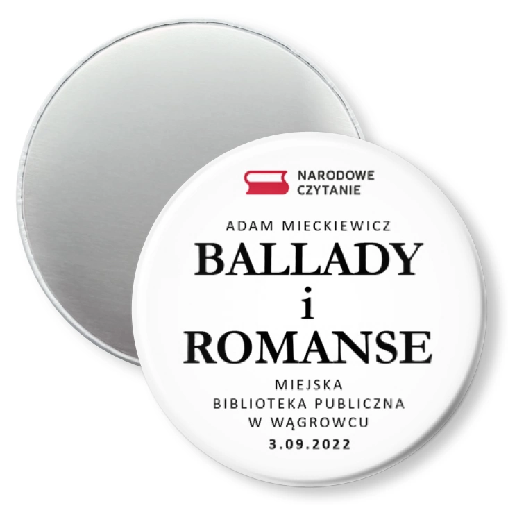 przypinka magnes Narodowe Czytanie Biblioteka w Wągrowcu