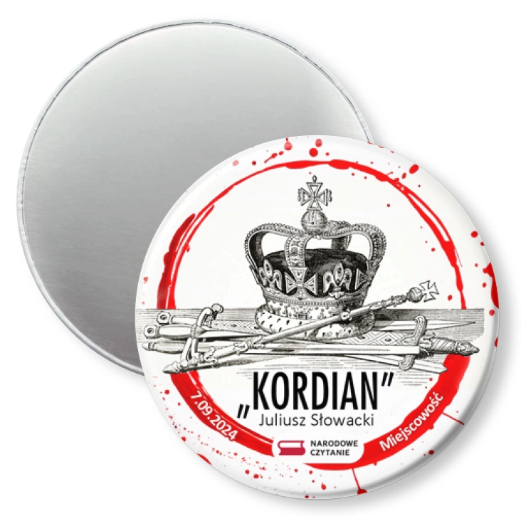 przypinka magnes Narodowe Czytanie Kordian korona cara