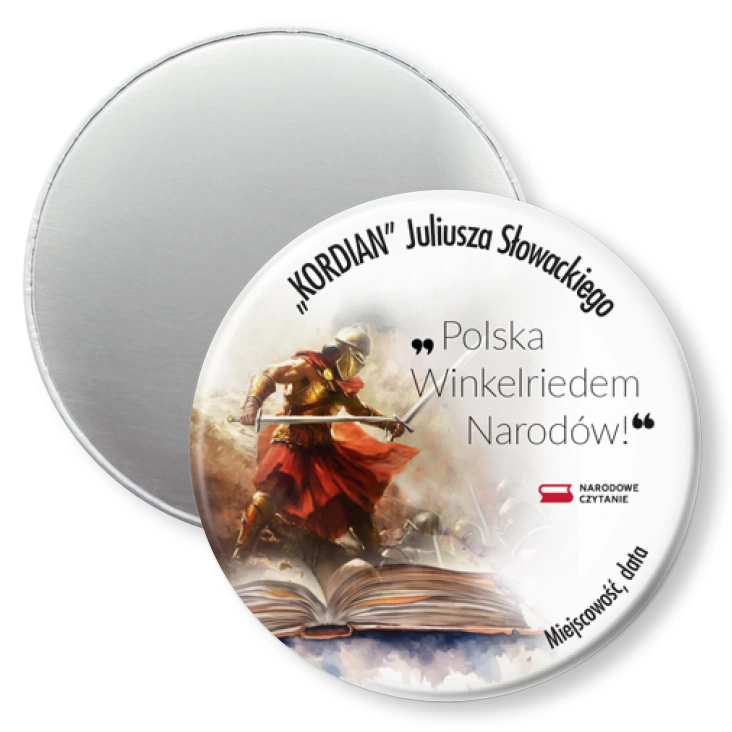 przypinka magnes Narodowe Czytanie Kordian rycerz Winkelried