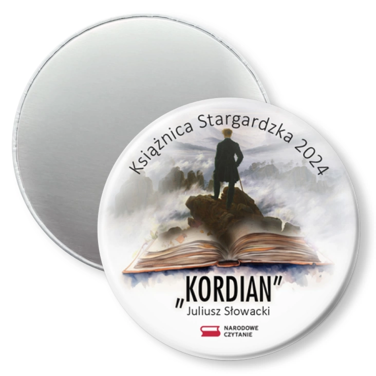 przypinka magnes Narodowe Czytanie Książnica Stargardzka
