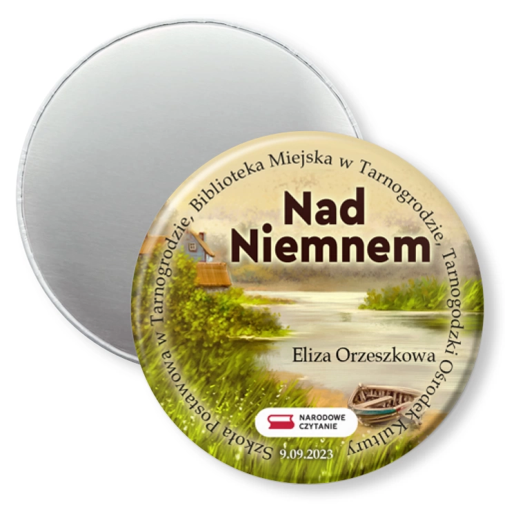 przypinka magnes Narodowe Czytanie Nad Niemnem w Tarnogrodzie